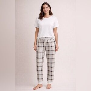 5/$25 - ARDENE White Cream and Brown Pajama Pants with Relaxed Fit (Ultra Soft)